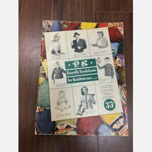 Vtg 1940s 50s P K Family Fashions in Knitwear Knitting Patterns